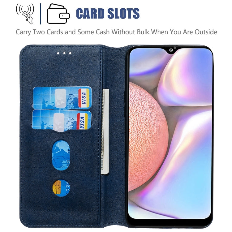For Galaxy A20s Solid Color Buckle Horizontal Flip Leather Case with Wallet & Holder & Card Slots