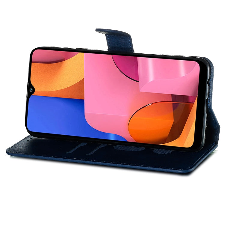 For Galaxy A20s Solid Color Buckle Horizontal Flip Leather Case with Wallet & Holder & Card Slots