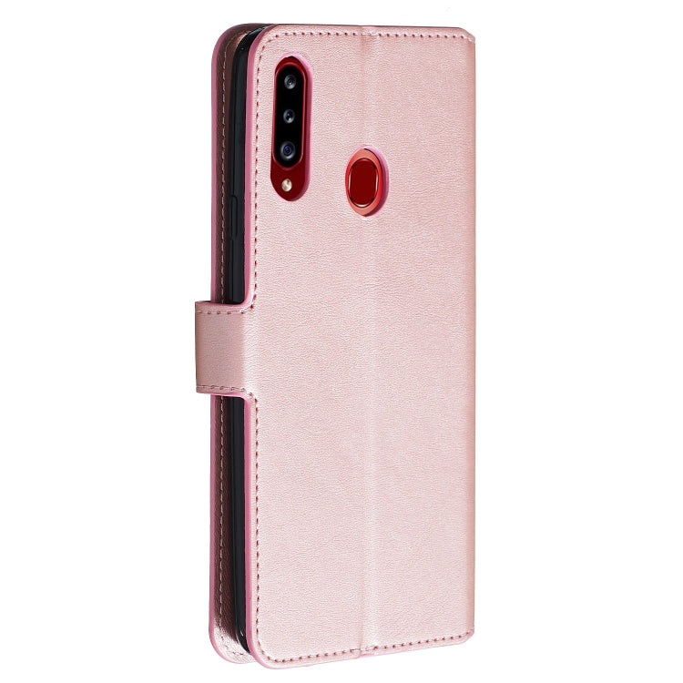 For Galaxy A20s Solid Color Buckle Horizontal Flip Leather Case with Wallet & Holder & Card Slots