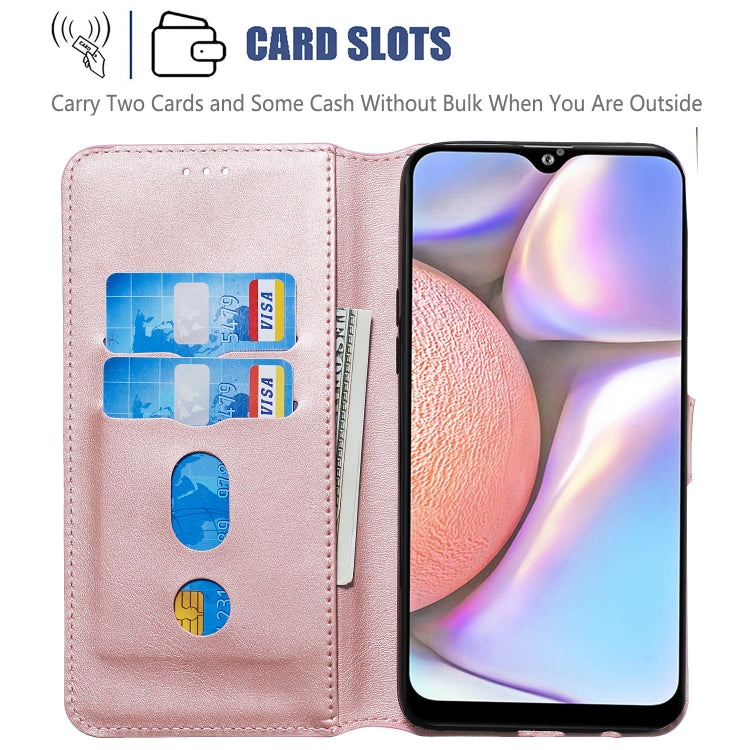 For Galaxy A20s Solid Color Buckle Horizontal Flip Leather Case with Wallet & Holder & Card Slots