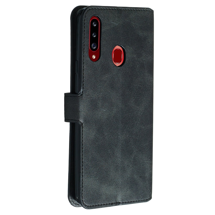 For Galaxy A20s Solid Color Buckle Horizontal Flip Leather Case with Wallet & Holder & Card Slots