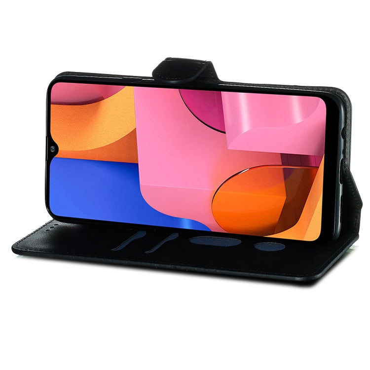 For Galaxy A20s Solid Color Buckle Horizontal Flip Leather Case with Wallet & Holder & Card Slots