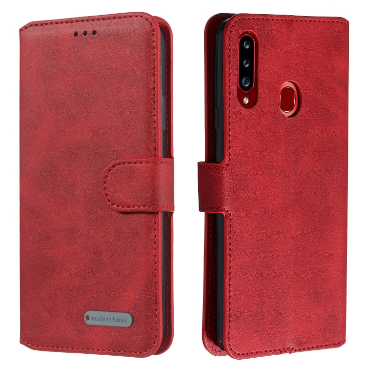 For Galaxy A20s Solid Color Buckle Horizontal Flip Leather Case with Wallet & Holder & Card Slots