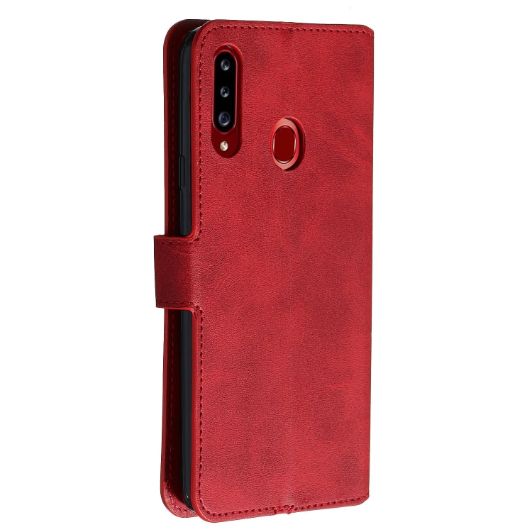 For Galaxy A20s Solid Color Buckle Horizontal Flip Leather Case with Wallet & Holder & Card Slots