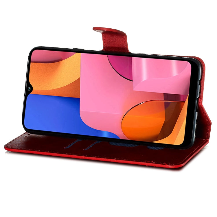For Galaxy A20s Solid Color Buckle Horizontal Flip Leather Case with Wallet & Holder & Card Slots