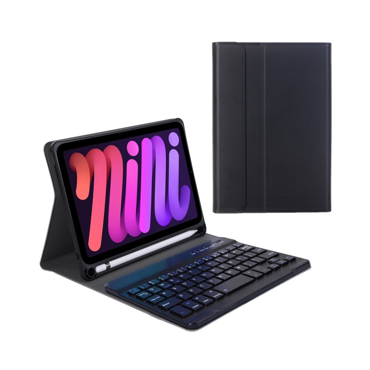 A06B Ultra-thin Detachable Bluetooth Keyboard Leather Tablet Case with Pen Slot & Holder for iPad mini 6