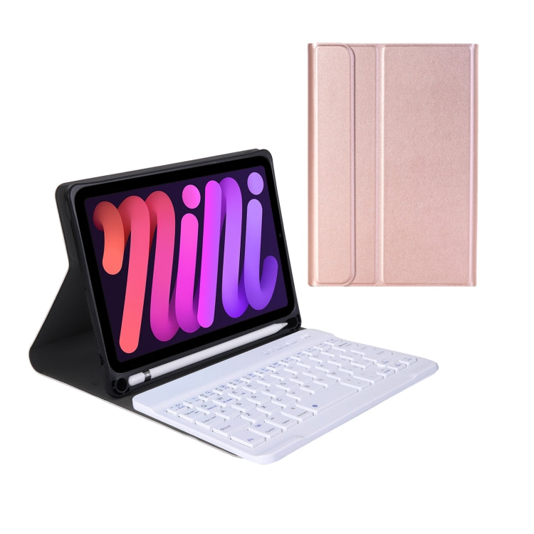 A06B Ultra-thin Detachable Bluetooth Keyboard Leather Tablet Case with Pen Slot & Holder for iPad mini 6