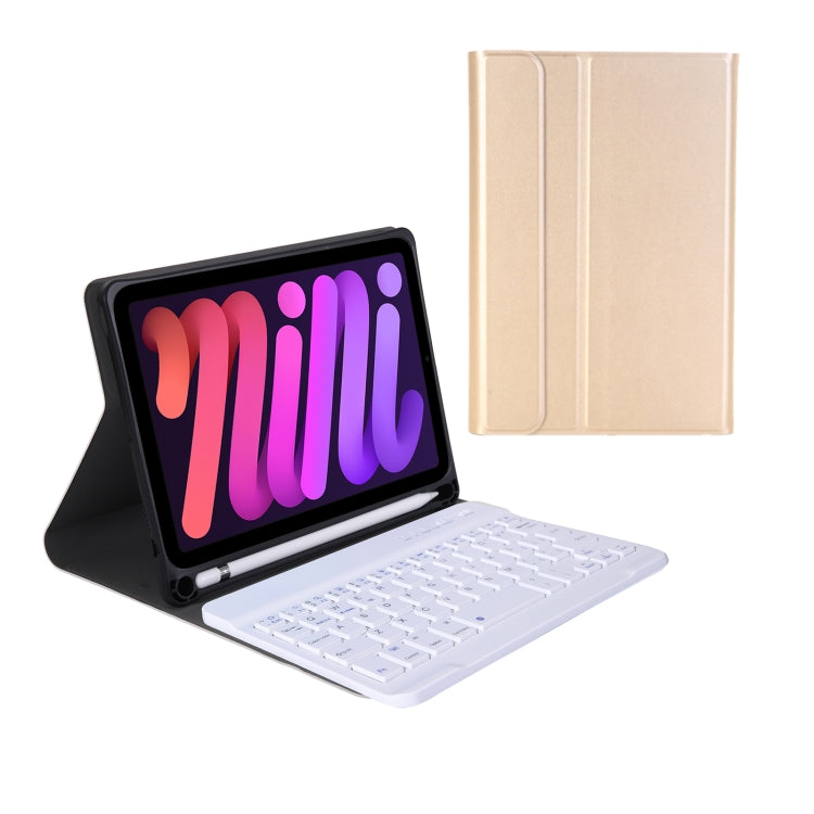 A06B Ultra-thin Detachable Bluetooth Keyboard Leather Tablet Case with Pen Slot & Holder for iPad mini 6