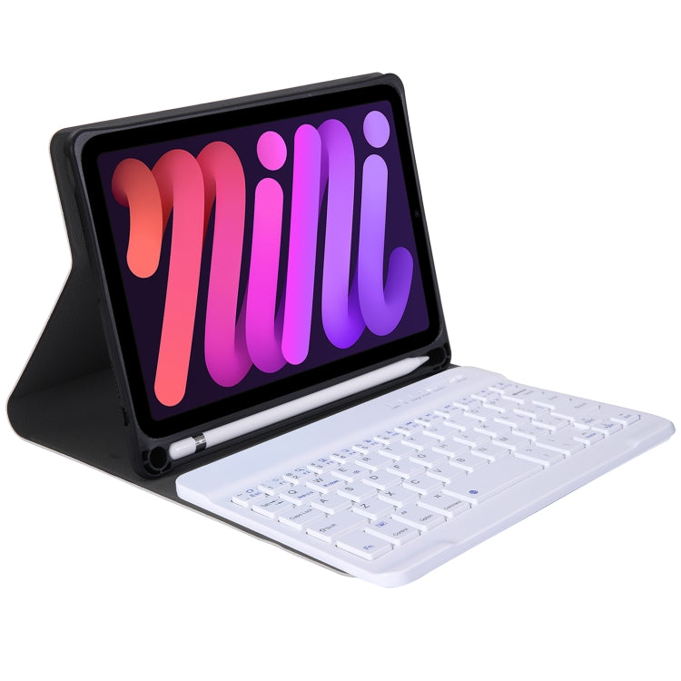 A06B Ultra-thin Detachable Bluetooth Keyboard Leather Tablet Case with Pen Slot & Holder for iPad mini 6