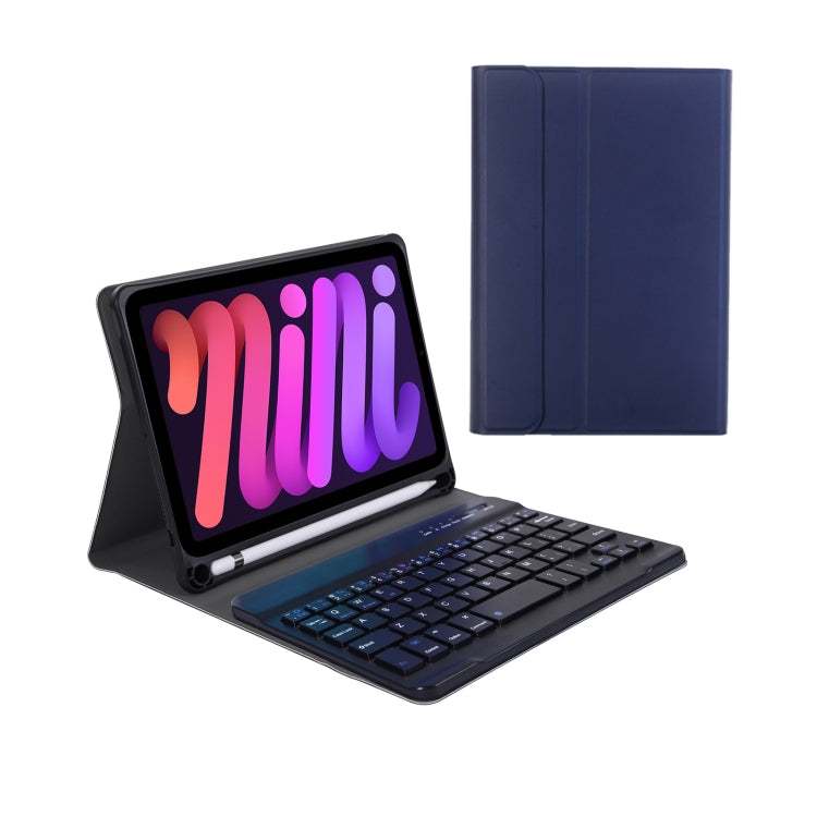 A06B Ultra-thin Detachable Bluetooth Keyboard Leather Tablet Case with Pen Slot & Holder for iPad mini 6