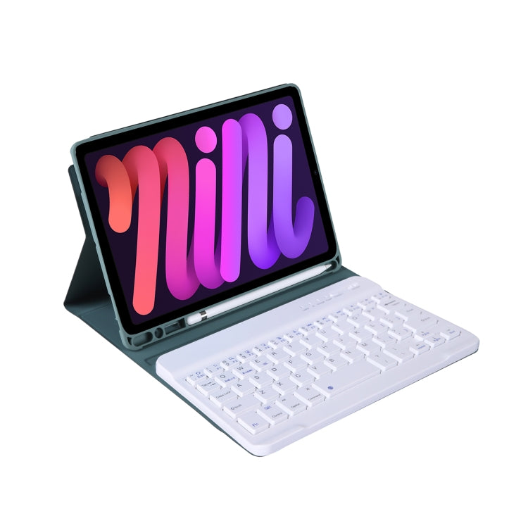 A06B Ultra-thin Detachable Bluetooth Keyboard Leather Tablet Case with Pen Slot & Holder for iPad mini 6