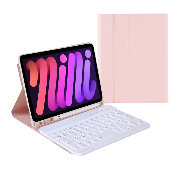 A06B Ultra-thin Detachable Bluetooth Keyboard Leather Tablet Case with Pen Slot & Holder for iPad mini 6
