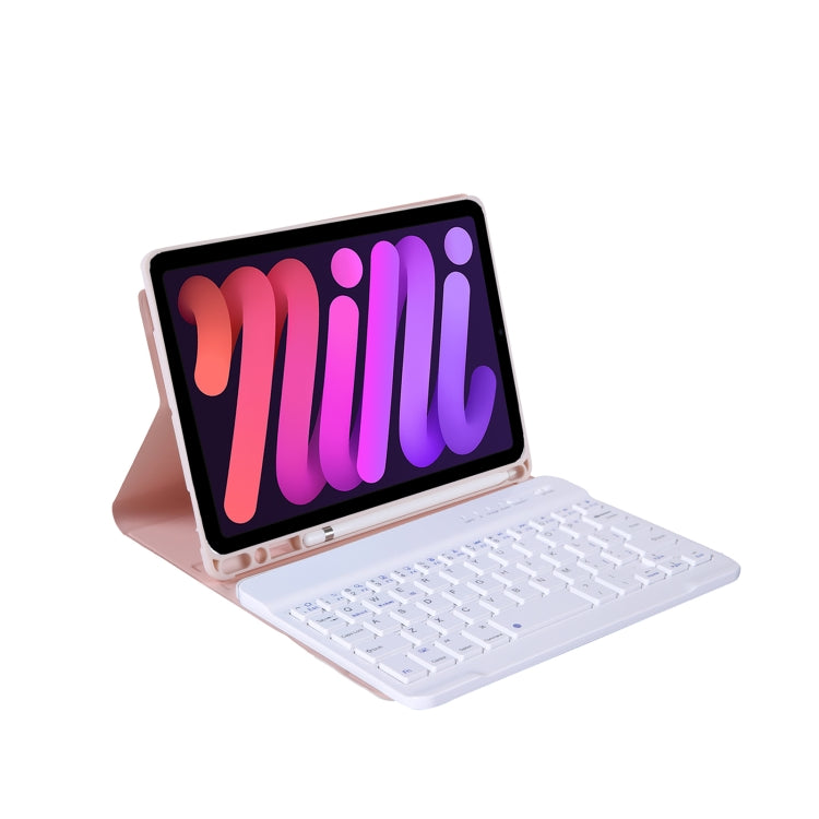A06B Ultra-thin Detachable Bluetooth Keyboard Leather Tablet Case with Pen Slot & Holder for iPad mini 6