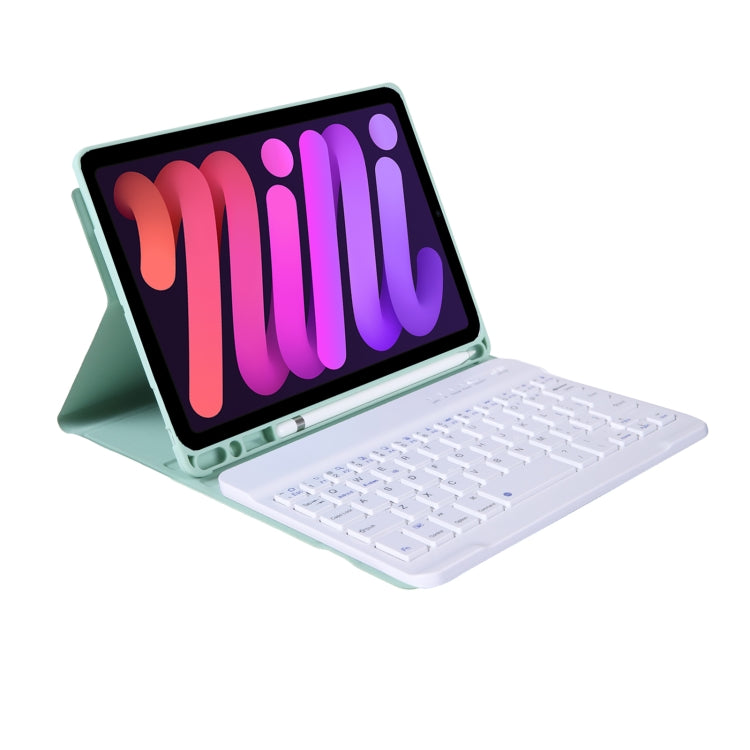 A06B Ultra-thin Detachable Bluetooth Keyboard Leather Tablet Case with Pen Slot & Holder for iPad mini 6