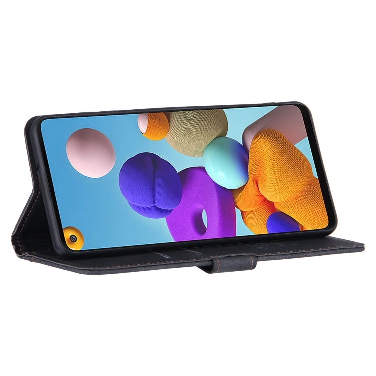 For Samsung Galaxy A21s Reverse Buckle Horizontal Flip PU Leather Case with Holder & Card Slot & Wallet