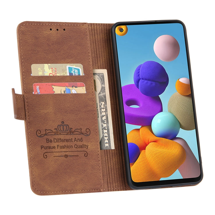 For Samsung Galaxy A21s Reverse Buckle Horizontal Flip PU Leather Case with Holder & Card Slot & Wallet