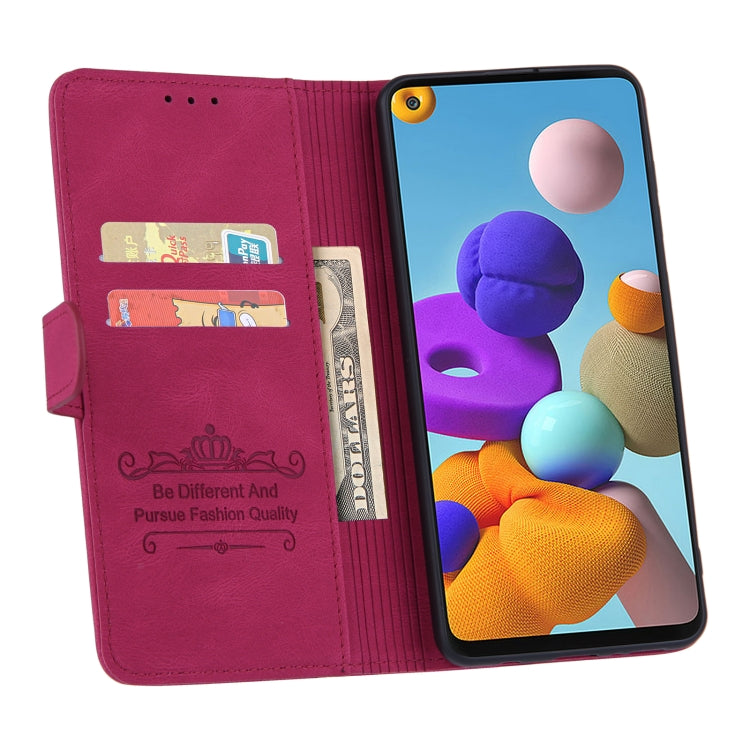 For Samsung Galaxy A21s Reverse Buckle Horizontal Flip PU Leather Case with Holder & Card Slot & Wallet