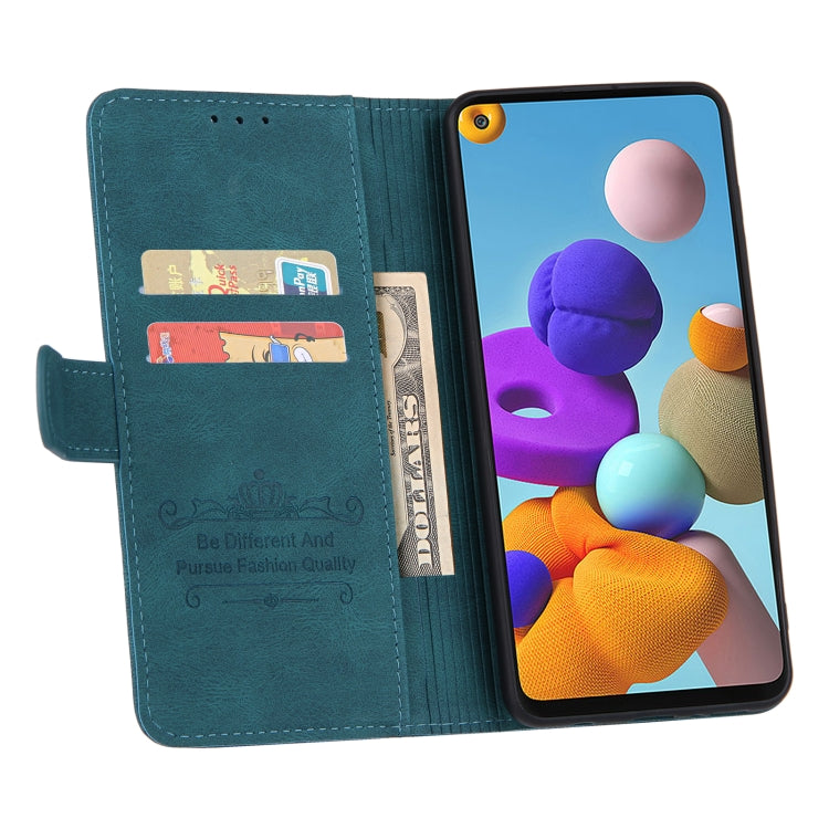 For Samsung Galaxy A21s Reverse Buckle Horizontal Flip PU Leather Case with Holder & Card Slot & Wallet