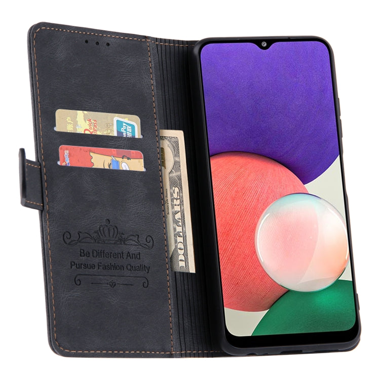 For Samsung Galaxy A22 5G Reverse Buckle Horizontal Flip PU Leather Case with Holder & Card Slot & Wallet