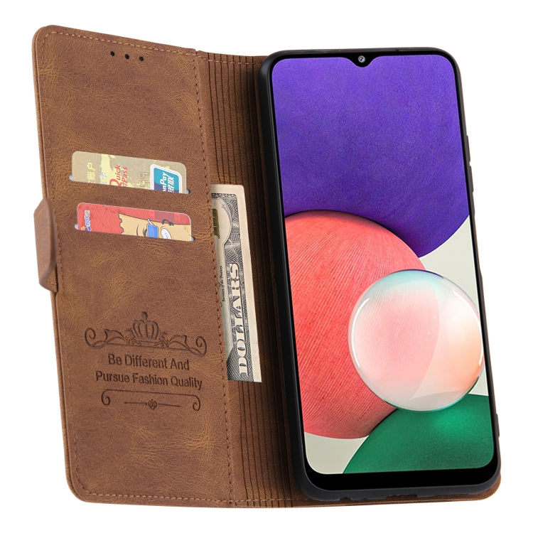 For Samsung Galaxy A22 5G Reverse Buckle Horizontal Flip PU Leather Case with Holder & Card Slot & Wallet