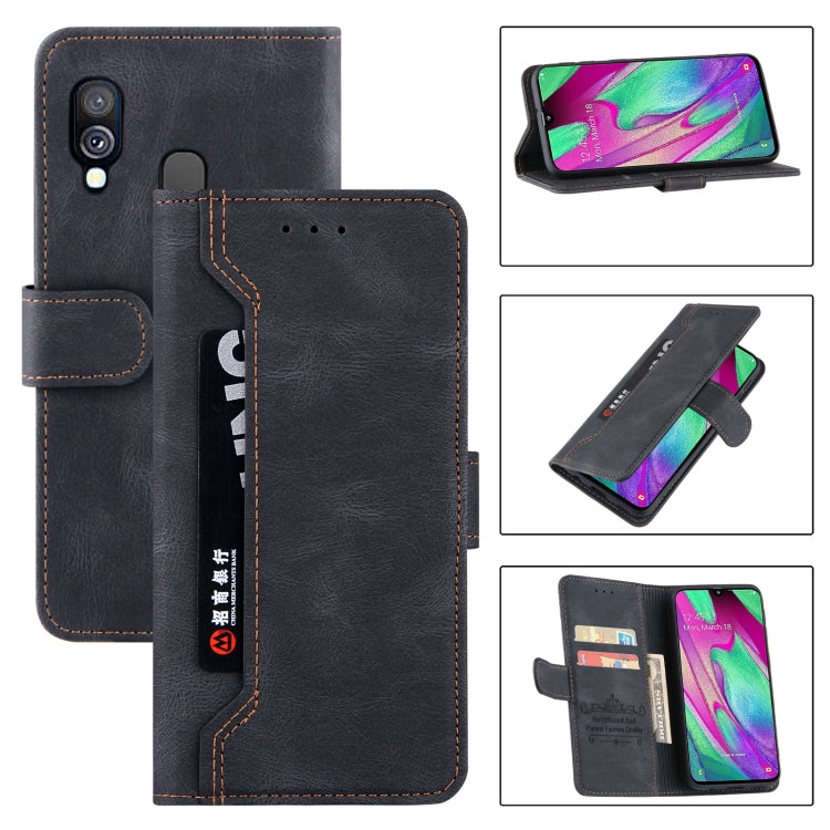 For Samsung Galaxy A40 Reverse Buckle Horizontal Flip PU Leather Case with Holder & Card Slot & Wallet