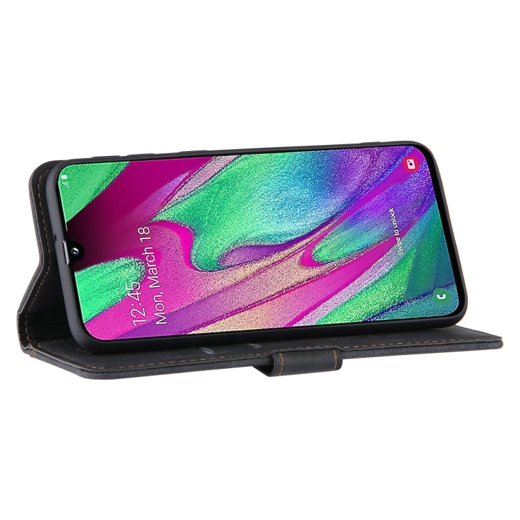 For Samsung Galaxy A40 Reverse Buckle Horizontal Flip PU Leather Case with Holder & Card Slot & Wallet