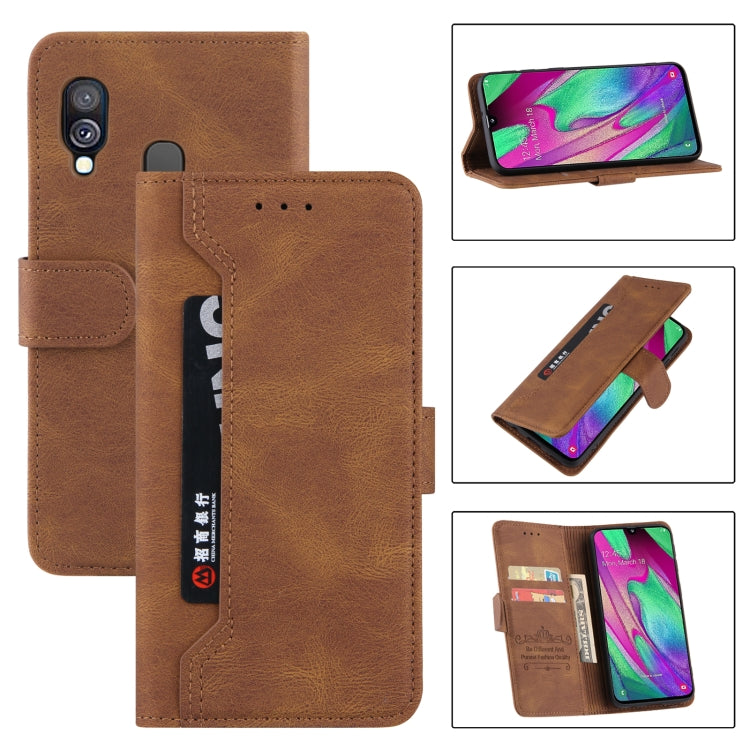 For Samsung Galaxy A40 Reverse Buckle Horizontal Flip PU Leather Case with Holder & Card Slot & Wallet