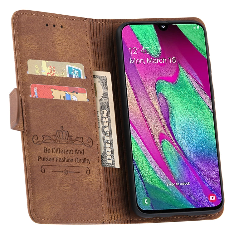 For Samsung Galaxy A40 Reverse Buckle Horizontal Flip PU Leather Case with Holder & Card Slot & Wallet