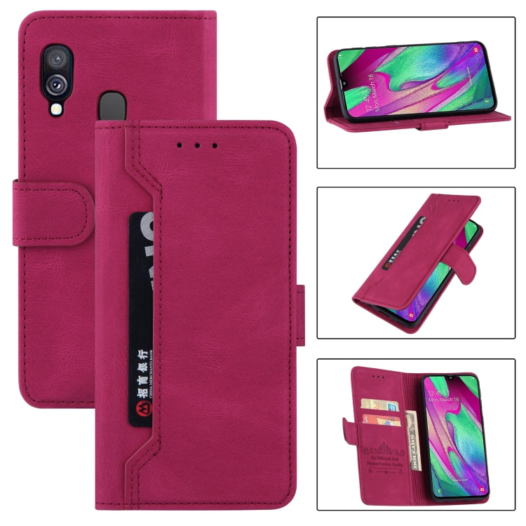 For Samsung Galaxy A40 Reverse Buckle Horizontal Flip PU Leather Case with Holder & Card Slot & Wallet