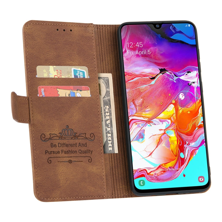 For Samsung Galaxy A50 Reverse Buckle Horizontal Flip PU Leather Case with Holder & Card Slot & Wallet