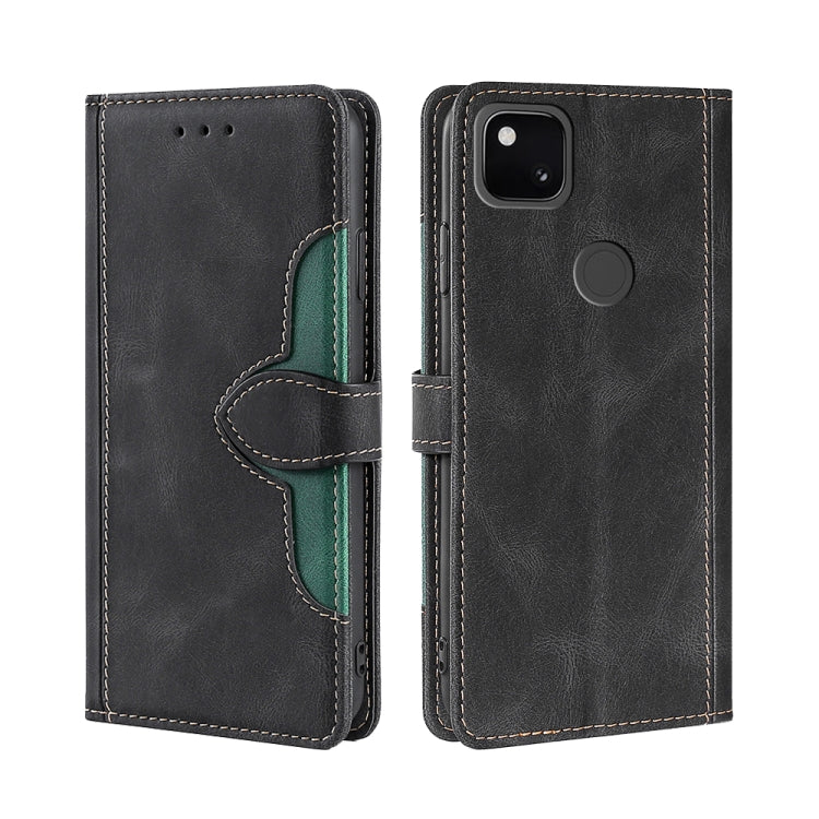For Google Pixel 4a Skin Feel Straw Hat Magnetic Buckle Horizontal Flip Leather Case with Holder & Card Slots & Wallet