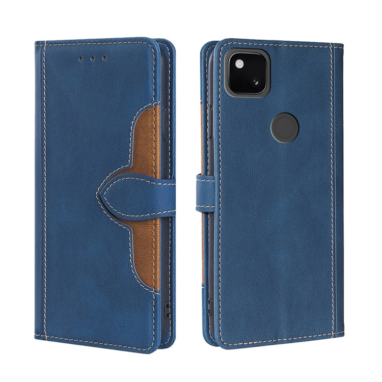 For Google Pixel 4a Skin Feel Straw Hat Magnetic Buckle Horizontal Flip Leather Case with Holder & Card Slots & Wallet