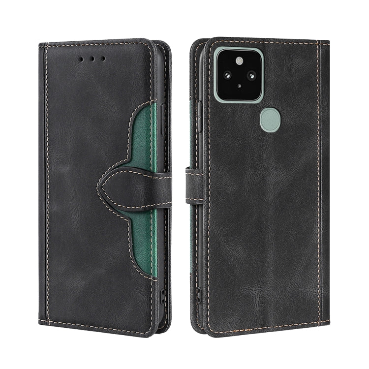 For Google Pixel 5 Skin Feel Straw Hat Magnetic Buckle Horizontal Flip Leather Case with Holder & Card Slots & Wallet