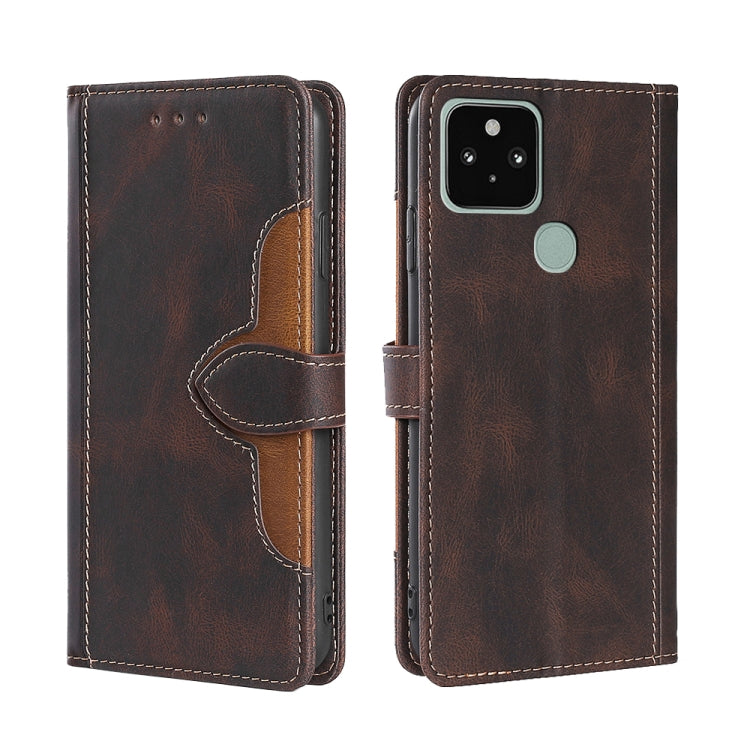 For Google Pixel 5 Skin Feel Straw Hat Magnetic Buckle Horizontal Flip Leather Case with Holder & Card Slots & Wallet
