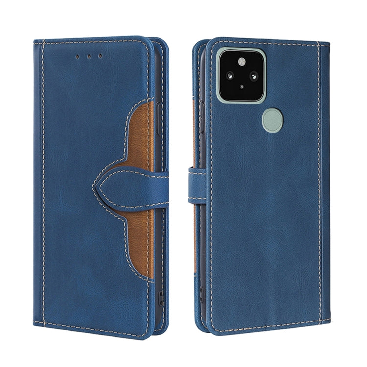 For Google Pixel 5 Skin Feel Straw Hat Magnetic Buckle Horizontal Flip Leather Case with Holder & Card Slots & Wallet