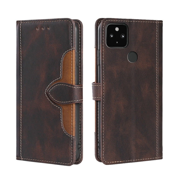 For Google Pixel 5 XL / Pixel 4a 5G Skin Feel Straw Hat Magnetic Buckle Horizontal Flip Leather Case with Holder & Card Slots & Wallet