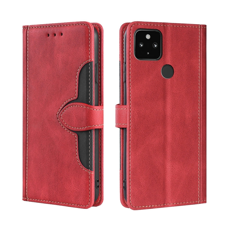 For Google Pixel 5 XL / Pixel 4a 5G Skin Feel Straw Hat Magnetic Buckle Horizontal Flip Leather Case with Holder & Card Slots & Wallet