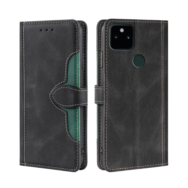 For Google Pixel 5a 5G Skin Feel Straw Hat Magnetic Buckle Horizontal Flip Leather Case with Holder & Card Slots & Wallet