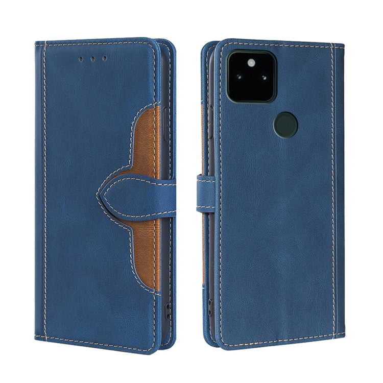 For Google Pixel 5a 5G Skin Feel Straw Hat Magnetic Buckle Horizontal Flip Leather Case with Holder & Card Slots & Wallet