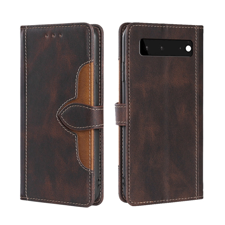 For Google Pixel 6 Skin Feel Straw Hat Magnetic Buckle Horizontal Flip Leather Case with Holder & Card Slots & Wallet
