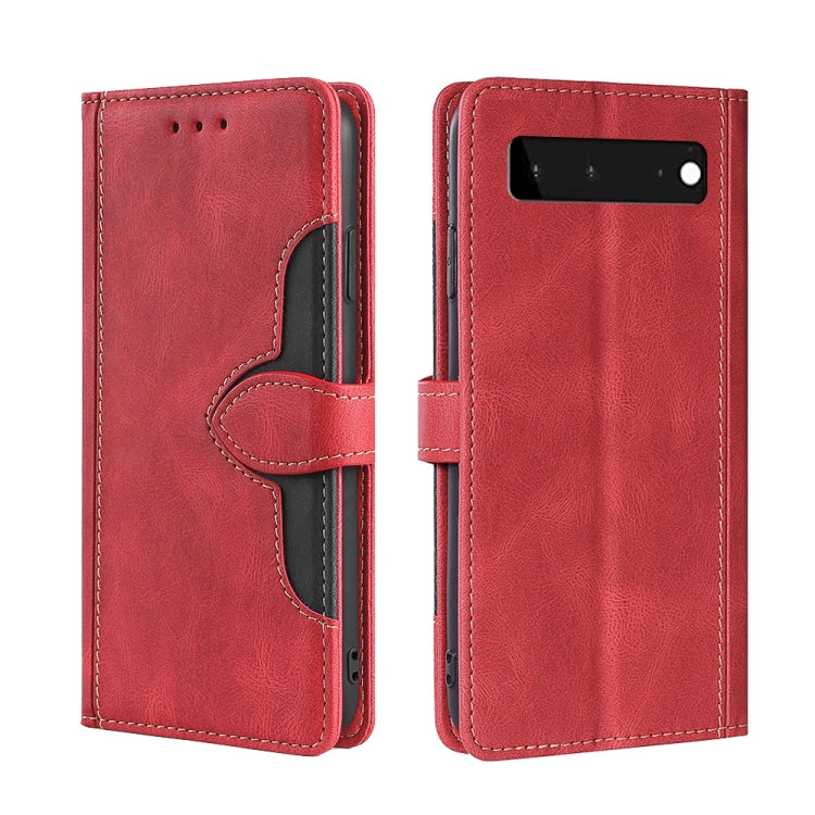 For Google Pixel 6 Skin Feel Straw Hat Magnetic Buckle Horizontal Flip Leather Case with Holder & Card Slots & Wallet