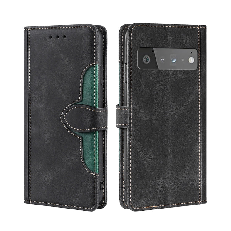 For Google Pixel 6 Pro Skin Feel Straw Hat Magnetic Buckle Horizontal Flip Leather Case with Holder & Card Slots & Wallet