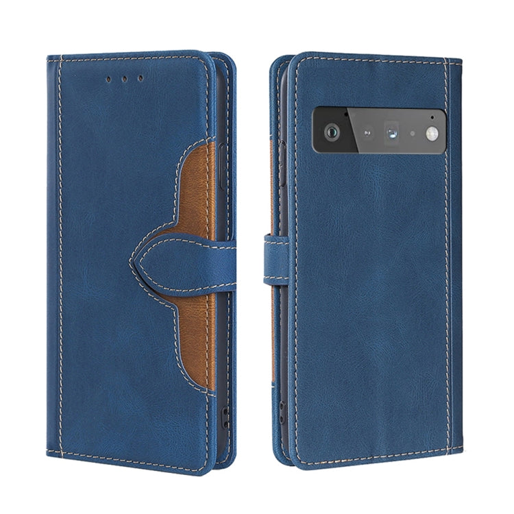 For Google Pixel 6 Pro Skin Feel Straw Hat Magnetic Buckle Horizontal Flip Leather Case with Holder & Card Slots & Wallet