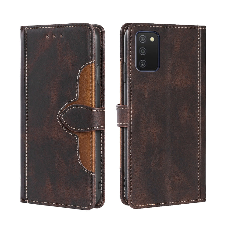 For Samsung Galaxy A03s (166.5mm) Skin Feel Straw Hat Magnetic Buckle Horizontal Flip PU Leather Case with Holder & Card Slots & Wallet