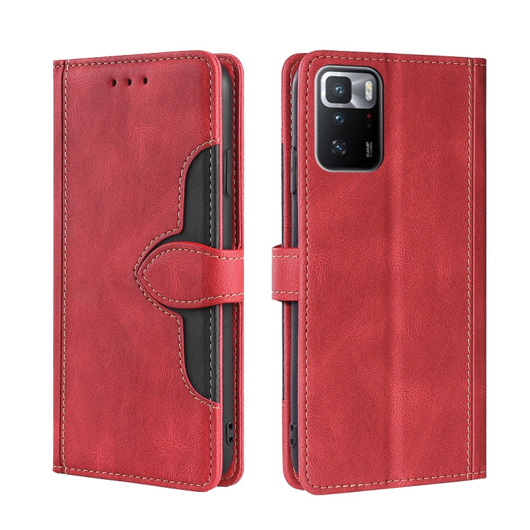 For Xiaomi Redmi Note 10 Pro 5G Skin Feel Straw Hat Magnetic Buckle Horizontal Flip PU Leather Case with Holder & Card Slots & Wallet