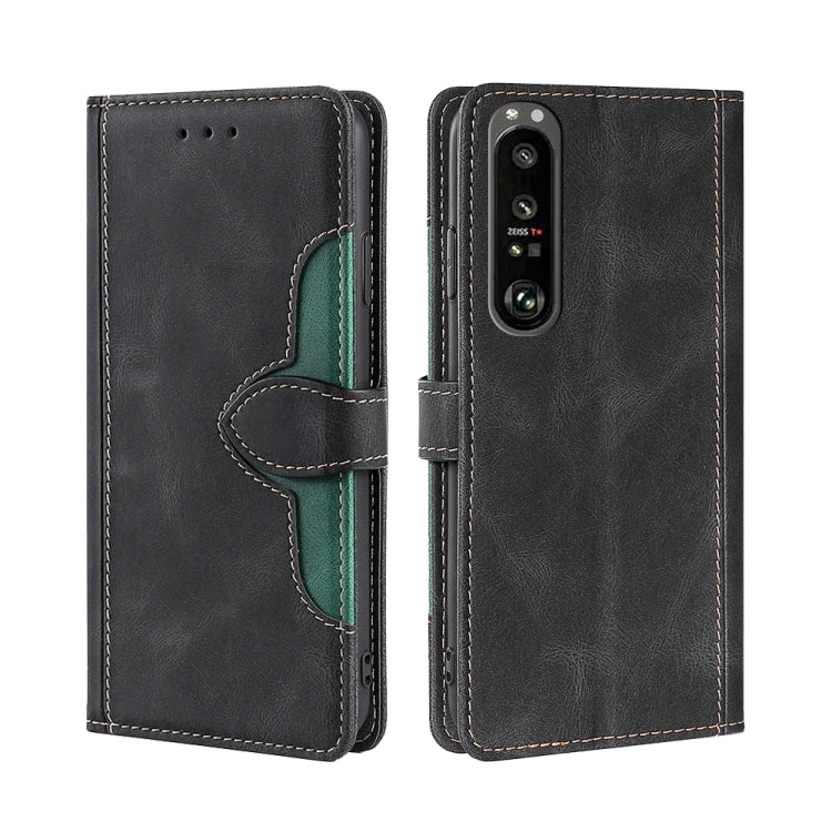 For Sony Xperia 1 III Skin Feel Straw Hat Magnetic Buckle Horizontal Flip PU Leather Case with Holder & Card Slots & Wallet