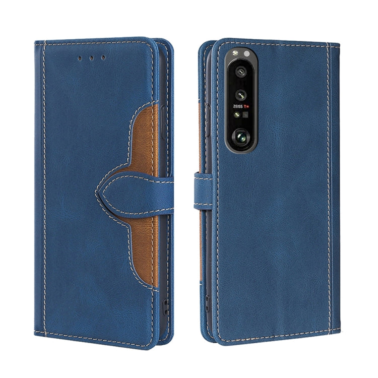 For Sony Xperia 1 III Skin Feel Straw Hat Magnetic Buckle Horizontal Flip PU Leather Case with Holder & Card Slots & Wallet