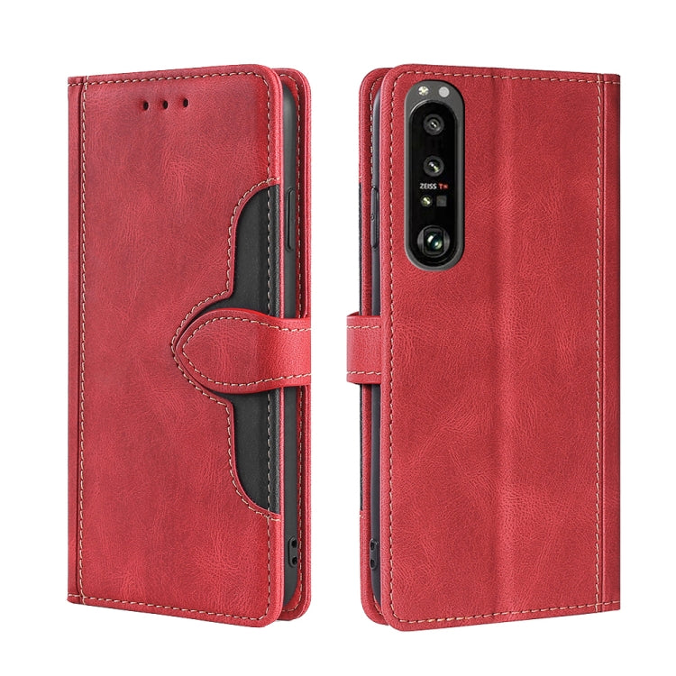 For Sony Xperia 1 III Skin Feel Straw Hat Magnetic Buckle Horizontal Flip PU Leather Case with Holder & Card Slots & Wallet