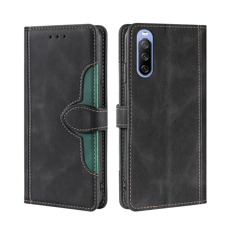 For Sony Xperia 10 III Skin Feel Straw Hat Magnetic Buckle Horizontal Flip PU Leather Case with Holder & Card Slots & Wallet
