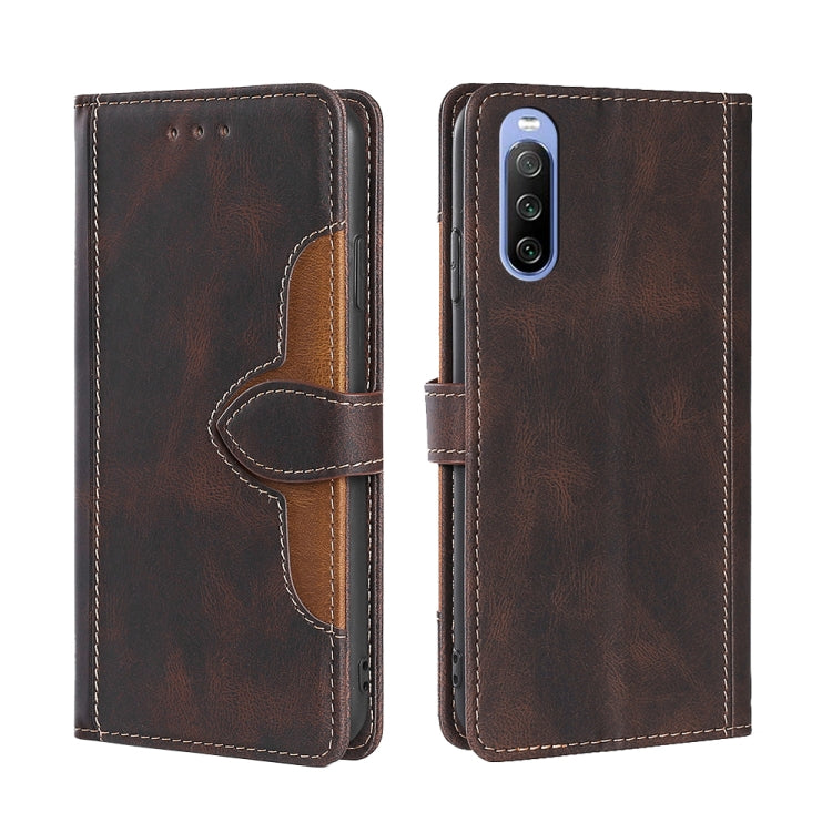 For Sony Xperia 10 III Skin Feel Straw Hat Magnetic Buckle Horizontal Flip PU Leather Case with Holder & Card Slots & Wallet